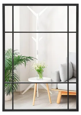 Obrázok produktu pre Zrkadlo na stenu, 100 x 70 cm, obdĺžnikový tvar, s kovovým rámom a ochranou proti rozbitiu, vhodné na montáž horizontálne aj vertikálne