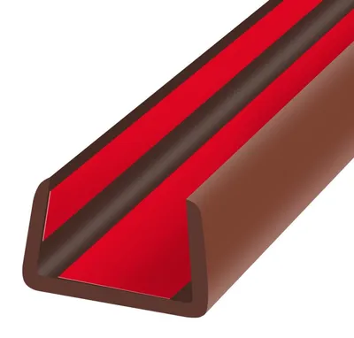 Immagine prodotto di Guarnizione in gomma autoadesiva marrone, 19 mm, 6 metri, profilo a U per legno e vetro