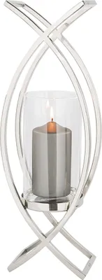 Produktbild von MADDOX Windlicht mit Glas - H.54cm - silber - Edelstahl /Glas