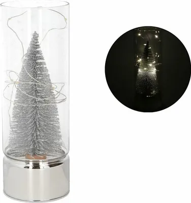 Zdjęcie produktu dla lampion szklany 10LED 9x20cm CHOINKA