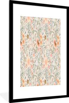 Produktbild von MuchoWow® MuchoWow® Gerahmtes Poster Blumen - Sonnenblume - Pastell - Muster 60x90 cm - Poster mit zchwarzem Bilderrahmen - Dekoration - Wandposter Wohnzimmer - Hochwertig