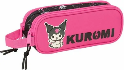 Obrázek produktu pro Safta Školní Penál Dvoukomorový Černý Růžový Saszetka Tuba Kuromi