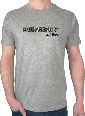 Produktbild von Huuraa Herren T-Shirt Knochenmarkspender mit Herz S Sport Grey Bio Baumwolle Fairtrade Herrenshirt Geschenkidee