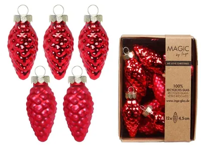 Produktbild von Inge‘s Christmas Decor 12002P045, Kugel-Weihnachtsschmuck, Glas, Rot, 45 mm, 12 Stück(e)
