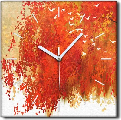 Produktbild von Coloray Uhr auf Leinwand 30x30 cm Wand Uhr Dekoration Wohnzimmer Segeltuch weiße Zeiger -Herbstbaumlandschaft.