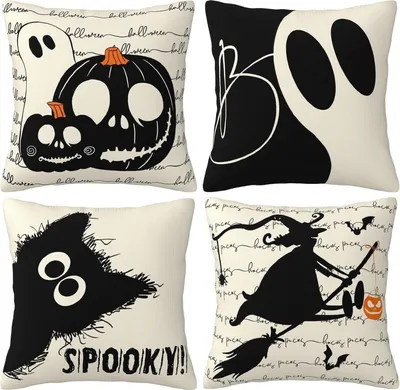 Obrázek produktu pro PAIVSUN Halloween povlak na polštář 40x40 cm sada 4 černá kočka duch dýně