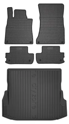 Productafbeelding van Rubberen automatten + kofferbakmat voor Mercedes S C217 2014-2020 (coupé) – 5-delig, zwart, op maat – Wielganizator SolidPRO