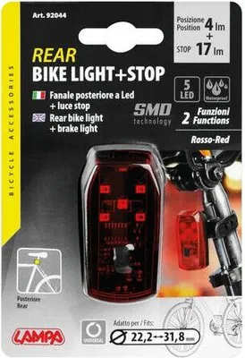 Immagine prodotto di Fanale posteriore per bicicletta Lampa con luce freno, 5 LED