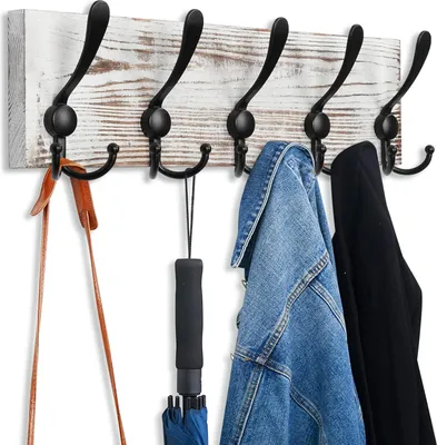 Produktbild von Holzkleiderhaken Wandhaken 15 Haken für Waschküche Schlafzimmer Küche - Set von 2