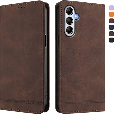 Immagine prodotto di Custodia per Samsung Galaxy A35 5G, custodia retro in Finto cuoio con supporto e slot per carte di credito Marrone