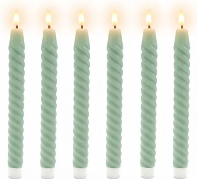 Image de Bougies coniques sans flamme à LED, en cire véritable, lot de 6