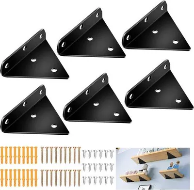 Produktbild von Famanu Set von 6 Wandregalhaltern - Unsichtbare Eisenwinkel für Wandmontage