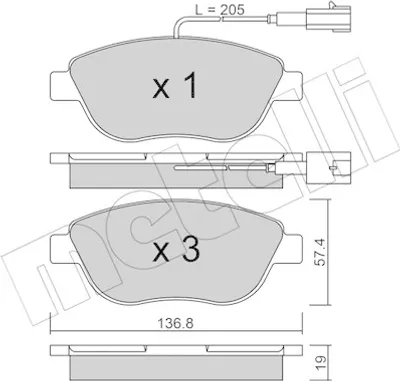 Produktbild von METELLI Bremsbeläge Satz Vorne Bremsklötze für FIAT GRANDE PUNTO (199) 22-0322-0