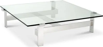 Produktbild von Casa Padrino Luxus Couchtisch Silber 120 x 120 x H. 30 cm - Quadratischer Edelstahl Wohnzimmertisch mit Glasplatte - Wohnzimmer Möbel - Luxus Qualität