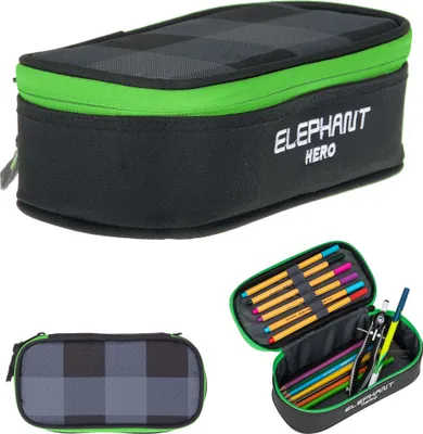 Produktbild von Mäppchen Federmäppchen Box Large Elephant Hero Signature Federtasche Mädchen Jungen pencil case Pennal BOX 12644 Plaid Grün