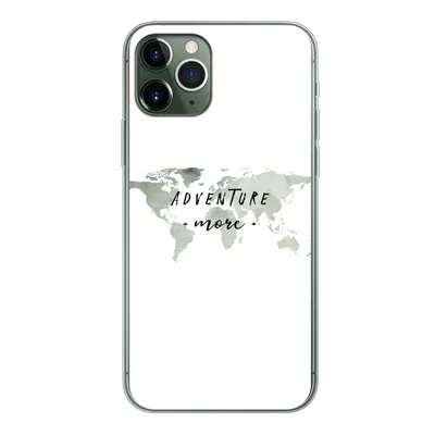 Produktbild von MuchoWow® Handyhülle Schutzhülle Hülle für iPhone 11 Pro Weltkarte - Grau - Zitate Silikon Softcase Handy Hülle - Handy