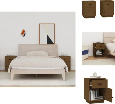 Immagine prodotto di vidaXL Comodini 2 pz. Marrone miele 40x34x55 cm pino massiccio - Comodini