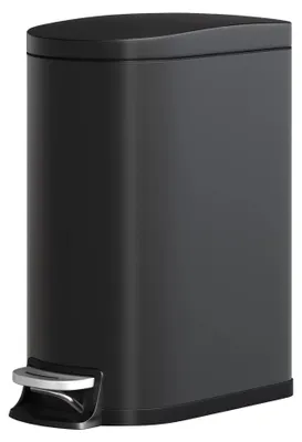 Immagine prodotto di Contenitore per rifiuti - Secchio in acciaio inossidabile - 50 litri - Design elegante - Coperchio con chiusura ammortizzata - Secchio interno estraibile - Colore: nero