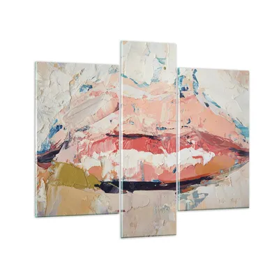 Produktbild von Bilder auf glas - 3 Teile - Mund pastos Stück - 95x80cm - Glasbilder - Wandbilder - Bilder - zum Aufhängen bereit - Wanddekoration aus Glas - Glas Bilder - Wandbild auf Glas - GCB95x80-4422