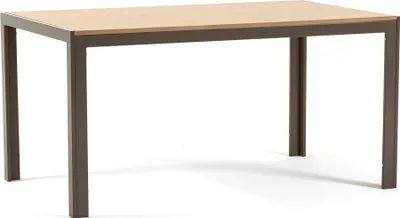 Produktbild von Rechteckiger Innentisch 150×90 cm – Aluminiumgestell und MDF-Tischplatte, elegant und vielseitig für Küche, Esszimmer und Wohnzimmer – NOAH – Taupe/Holz