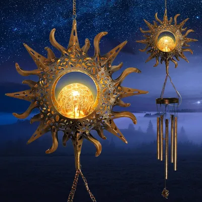 Produktbild von JIAUFU Sonne Solargeschenke Windspiele für Draußen,Gedenkgeschenk, Rasengarten -Dekoration, Windspiel für Garten deko draußen, Hof, Terrasse und Heimdekoration