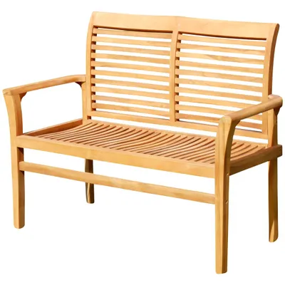 Produktbild von AS-S Teak Design Gartenbank Parkbank Sitzbank 120cm 2-Sitzer Bank Gartenmöbel Holz sehr robust JAV-ALPEN120