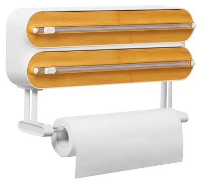 Obrázok produktu pre Solidchoice – dávkovač fólií 3 v 1 s držiakom na kuchynské utierky a magnetickou organizérom