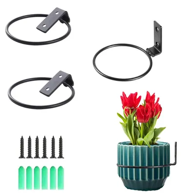 Imagen del producto de Soportes para macetas de metal, juego de 3 unidades, 10 cm, para montaje en pared, ideales para plantas