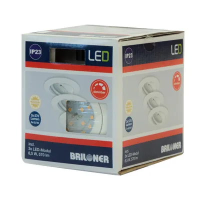 Produktbild von Briloner LED Einbauleuchte weiß 3er-Set 3xLED-Modul 65W (7296-036)
