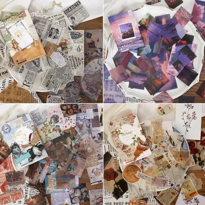 Produktbild von Set von 220 Scrapbooking Stickern, 180 Vintage Washi Stickern + 40 Dekorative Blätter, für Bullet Journals
