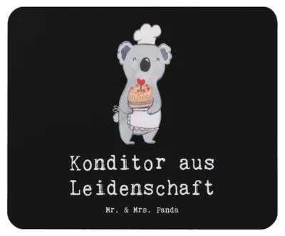 Produktbild von Mr. & Mrs. Panda Mousepad Konditor Leidenschaft - Schwarz - Geschenk, Bäcker, Mouse Pad, Spruch, Lustig, Mauspad, computer, mousematte, pc