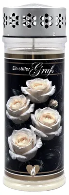 Produktbild von Exklusive Premium Grabkerze groß 7 Tage mit Goldveredelung „Ein stiller Gruß.“