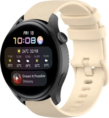 Produktbild von Strap-it Huawei Watch 3 (Pro) Luxus-Silikonarmband (Beige)