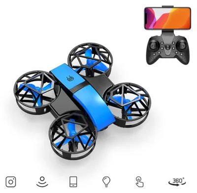 Produktbild von ZELURXX Mini Drohne Quadrocopter mit Kamera, 120° Weitwinkel, WiFi FPV, 360° Flip, LED, Headless, App Steuerung, Höhenhalte, Kinder, Gelb