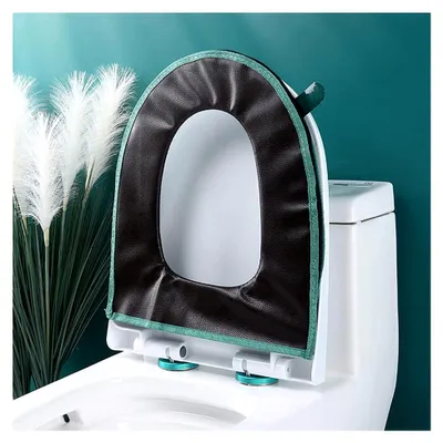 Produktbild von Toilettensitzbezug, warm, waschbar, dick, Plüsch, mit Griff und Reißverschluss, wiederverwendbar, für Zuhause und Büro, 1 Stück