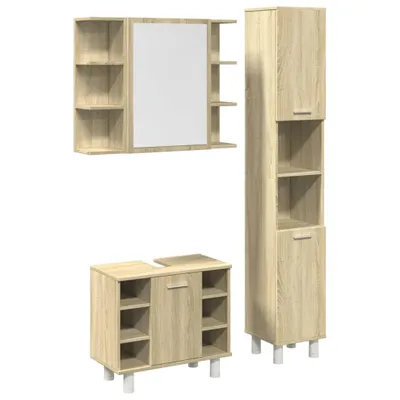 Produktbild von vidaXL 3-tlg. Badmöbel-Set Sonoma-Eiche Holzwerkstoff