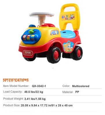 Produktbild von Kinderfahrzeug, Musiklenkrad, versteckter Stauraum, Mehrfarbig