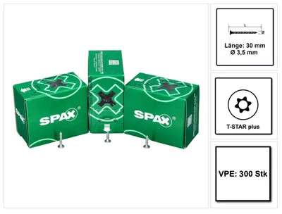Obrázok produktu pre SPAX® 0151010350303 SPAX® Rückwandschrauben T20 Flachkopf WIROX 0151010350303 3,5 mm x 30 mm, 300 St.