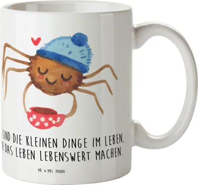 Produktbild von Mr. & Mrs. Panda Plastikbecher Spinne Agathe Kaffee - Weiß - Geschenk, Weiser Spruch, Trinklernbecher, Camping Tasse, Pott, Haferl, Morgen, Lebensweisheiten, Outdoor