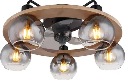 Produktbild von LED Deckenventilator, Holz, Fernbedienung, Rauchglas, D 55 cm