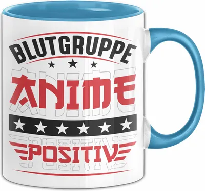 Produktbild von Anime Tasse Geschenk Blutgruppe Otaku Lustig Manga Kawaii (Blau)