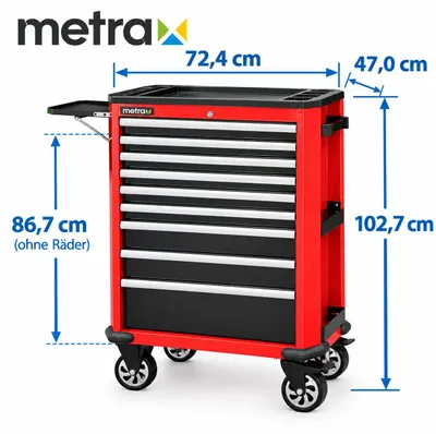 Produktbild von Werkzeugwagen mit 9 Schubladen, rot