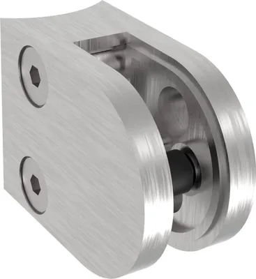 Produktbild von Sellon24® Edelstahl Glashalter Glasklemme für Rohr 42,4 Geländer Balkon 40 x 50 x 26 mm Rund V2A + Gummieinlage Klemmhalter  MOD20