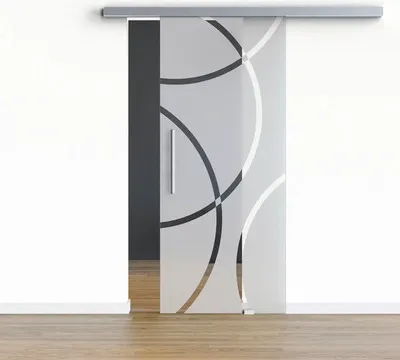 Produktbild von Pertura Glasschiebetür Komplettset Glera Loop 01 775x2050 mm inkl.Beschlag Selir Aluminium Edelstahloptik,Stangengriff