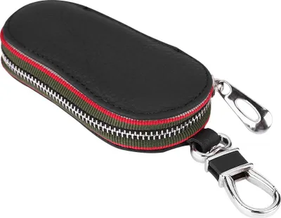 Immagine prodotto di Portachiavi universale per auto in Finto cuoio con cerniera, custodia di stoccaggio, copertura nera