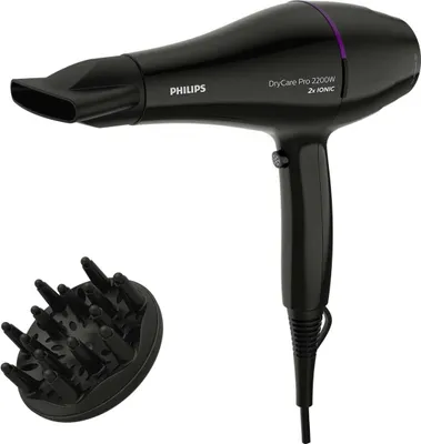 Produktbild von Philips DryCare Pro Haartrockner BHD274/00, AC, 130 m/s, Schwarz, Einfarbig, Hängeschlaufe, 2 m