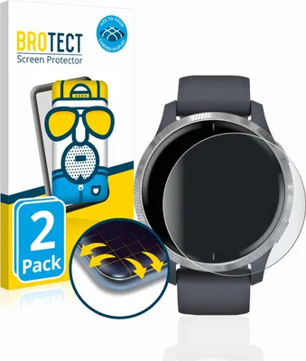 Produktbild von 2x BROTECT Fullscreen Schutzfolie für Garmin Venu (43 mm) Displayschutz Folie Fullcover Matt Entspiegelungsfolie