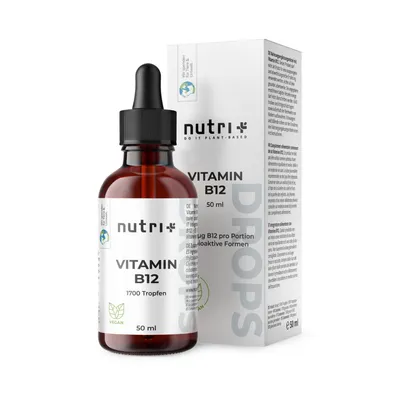Image de nutri+ Vitamine B12 gouttes hautement dosées + vegan - complexe liquide avec méthylcobalamine