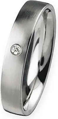 Produktbild von Eleganter Damenring aus silberfarbenem Edelstahl mit Brillantschliff-Diamant