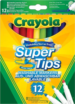 Image de CRAYOLA Super Tips, marqueur lavable à pointe moyenne, lot de 12, à partir de 3 ans
